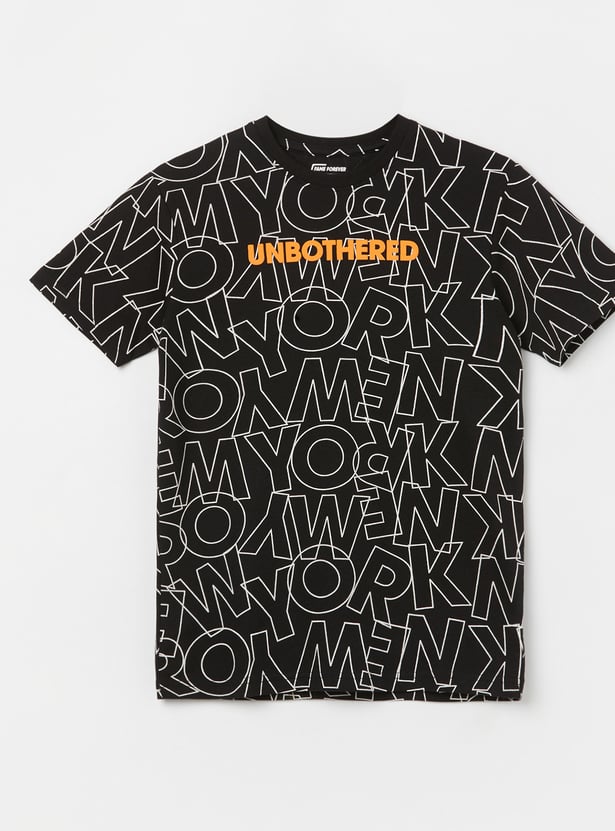 FAME FOREVER Boys Typography Print T-shirt